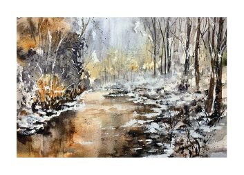 Winter Along the RiverMEDIUMWatercolorBIOTexture, composition, and a bit of quirk are the hallmarks of Nan Wright’s style. A journey that began (and continues) with photography and Prismacolor drawing has waded into the world of watercolor. As an award-winning watercolor artist, Nan enjoys nature painting. All seasons of the year are her favorite! Splitting her time between Grand County and Texas, there is no shortage of subject matter for an adventurous artist. From art history classes in graduate school — to “zooming” around the world during the pandemic — continuing education and exploration are vital sparks for this artist. HOMETOWNFraser, COI Venture Out Because… Snowflakes are winter’s butterflies.WEBSITE & SOCIAL	Facebook: Nan Wright Watercolor► View all 2021 Art Trail artists