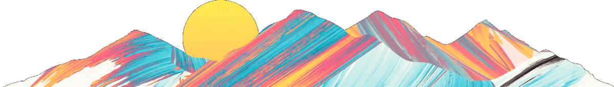 Illustration of mountains with colorful and energetic brush strokes