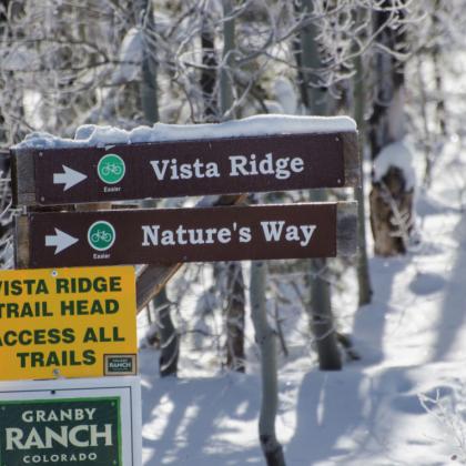 Ski trail signage at Granby Ranch