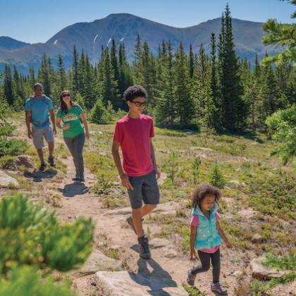 Family enjoying a mountain hike