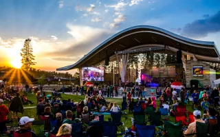 outdoor concert with people listening to music