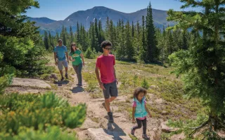 Family enjoying a mountain hike