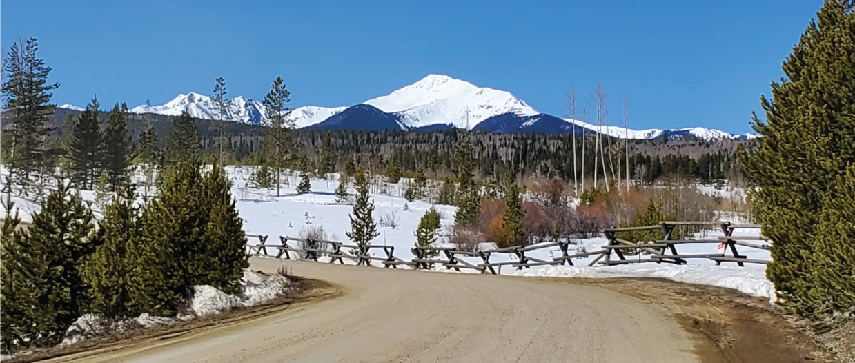 Dry Dirt Road with View of Byers Peak