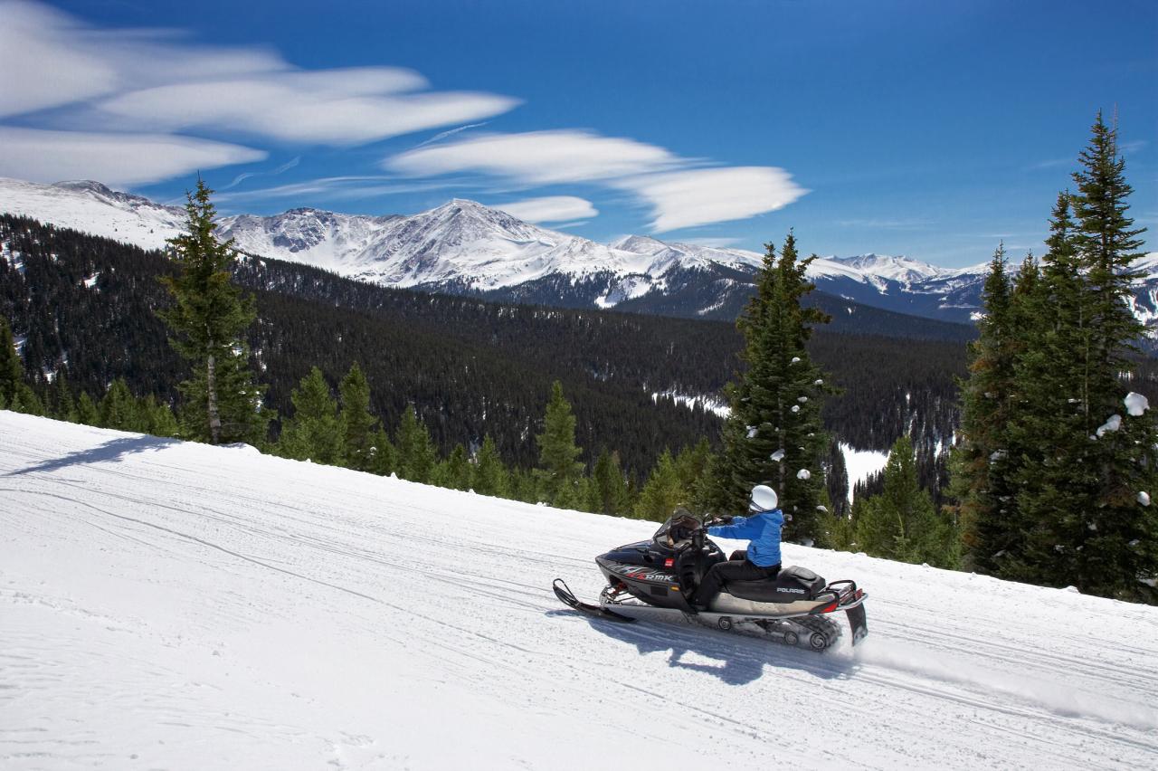 Snowmobiling in Winter Park, Colorado Snowmobile on the Continental Divide near Winter Park, Colorado