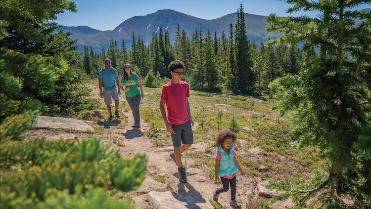 Family hiking Family enjoying a mountain hike
