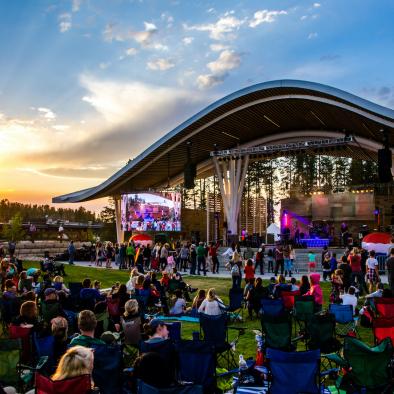 outdoor concert with people listening to music