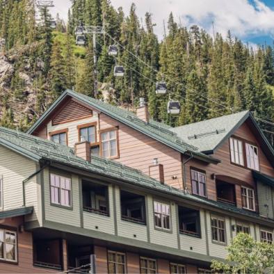 Condo with mountain backdrop