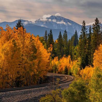 fall colors with mountains in view