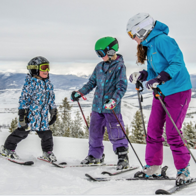 family skiing