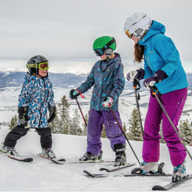 family skiing 