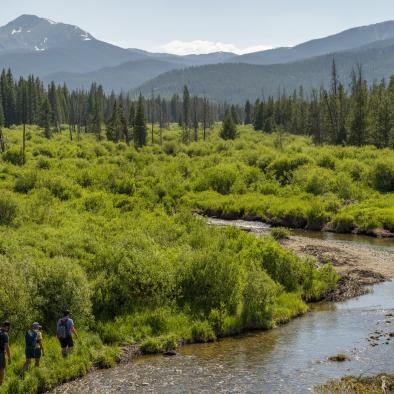Scenic View of Byers Peak from the river valley
