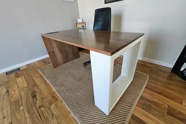 Modern Desk - Reclaimed Brazilian Walnut - Steel Photo 5