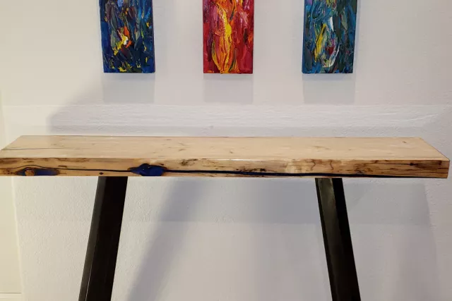 Beetlekill Pine Modern Entry Table Photo 9