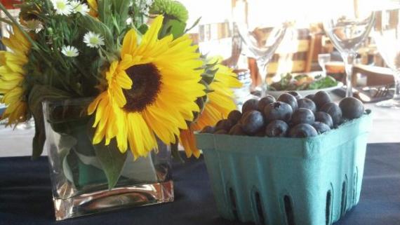Sunflowers and Blueberries  Simple Centerpc