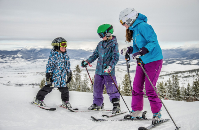 family skiing 