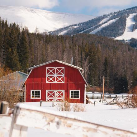 Snow Covered barn in Winter Park, Colorado
