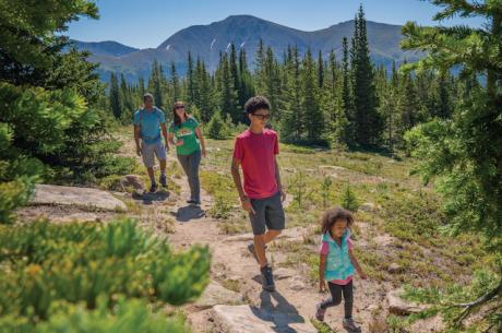 Family enjoying a mountain hike