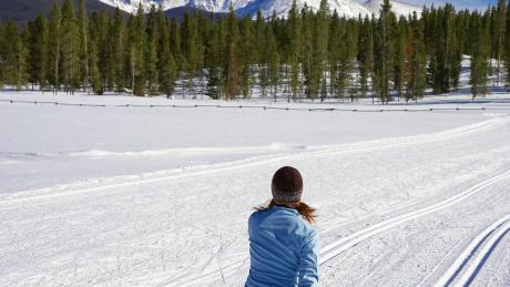 Cross-Country Skiing on a groomed meadow trail near Winter Park, Colorado