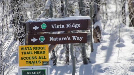 Ski trail signage at Granby Ranch